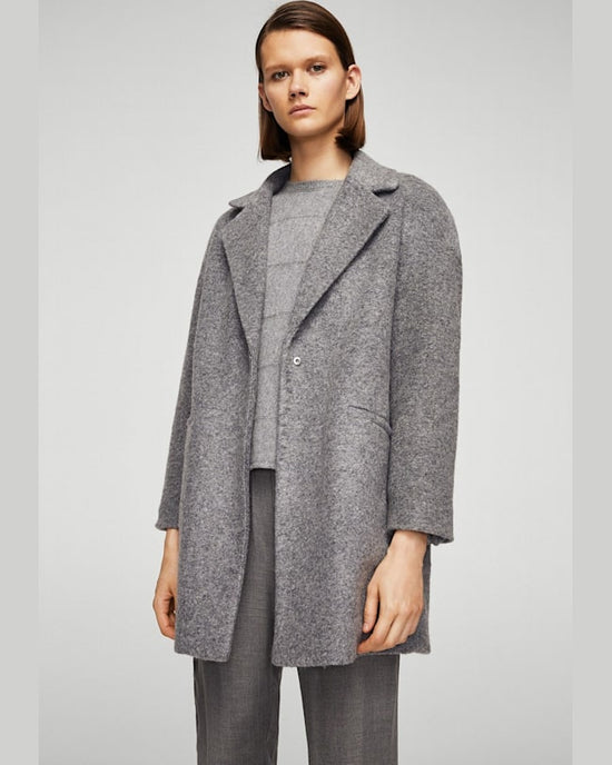 Palton Mango lauris gri deschis