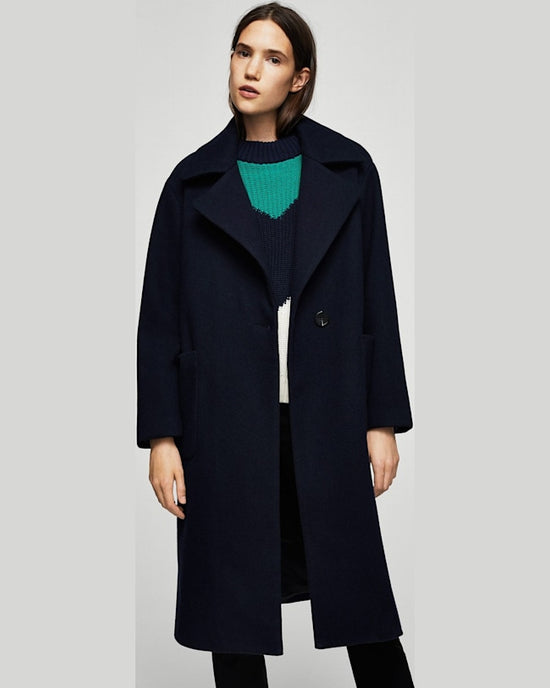 Palton Mango fantasy bleumarin