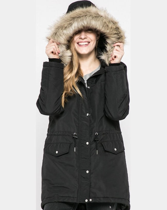 Parka Jacqueline de Yong hanorac star fall negru