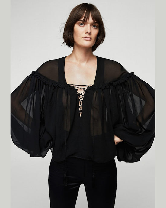 Bluza Mango sash negru