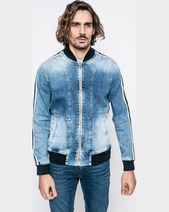 Geaca Pepe Jeans bomber teddy tape albastru