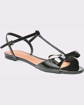 Epica Sandale negre din piele ecologica lacuita