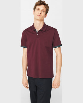 Tricou Mango polo castaniu
