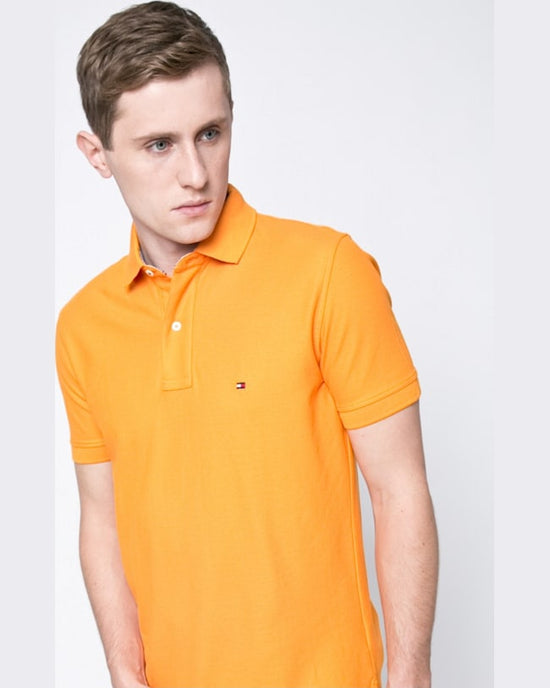 Tricou Tommy Hilfiger polo portocaliu