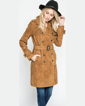 Palton Pepe Jeans de piele maro auriu