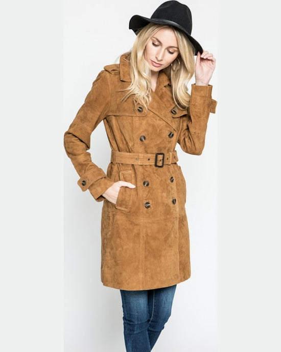 Palton Pepe Jeans de piele maro auriu