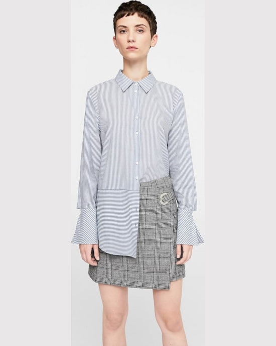 Camasa Mango bistripe albastru pal