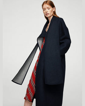 Palton Mango lisa bleumarin