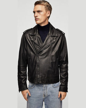 Geaca Mango de piele kevin negru