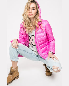 Geaca Tommy Hilfiger de puf fucsia