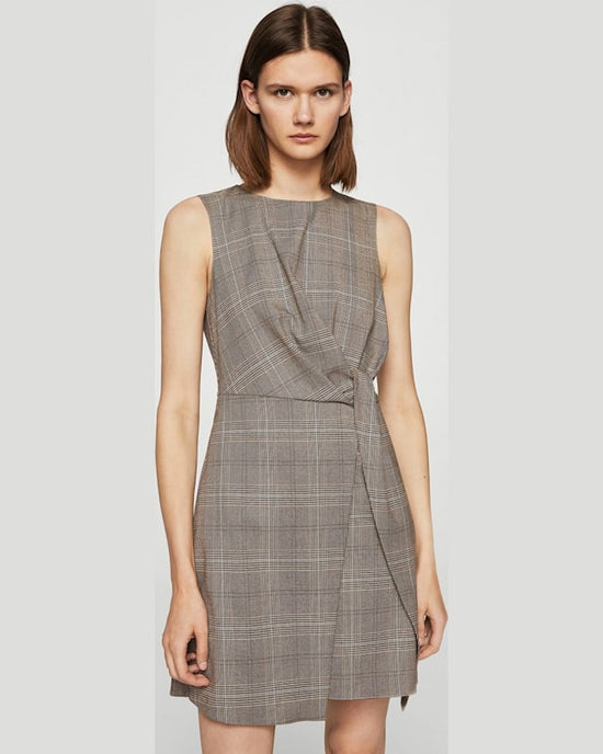 Rochie Mango cuadro maro