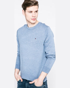 Pulover Tommy Hilfiger albastru metalic