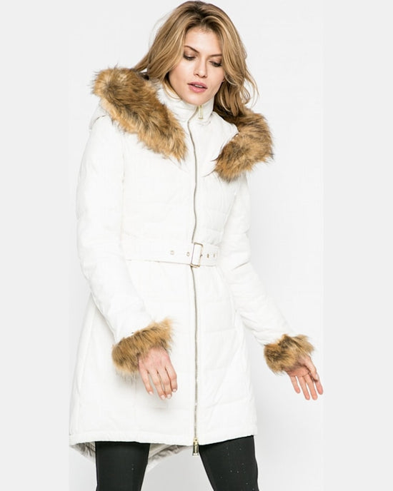 Parka Guess hanorac alb