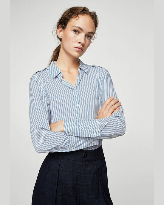 Camasa Mango swedenra albastru pal