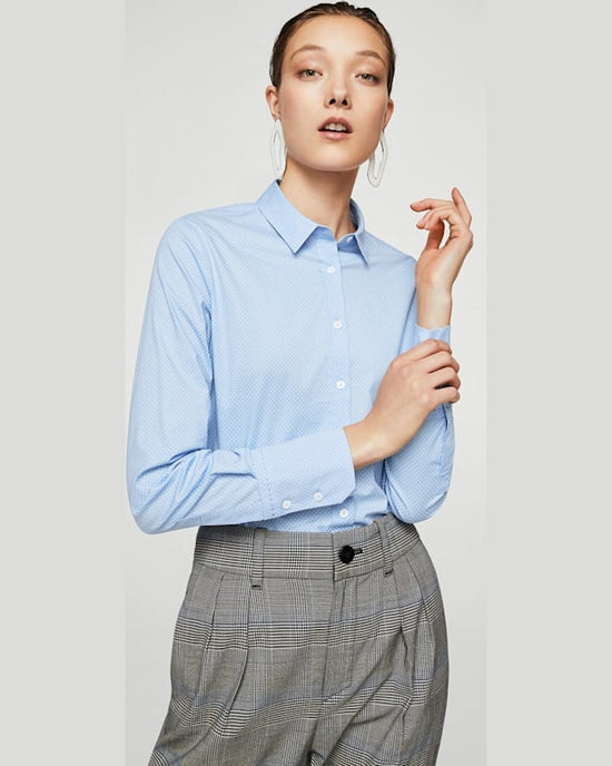 Camasa Mango mona albastru pal