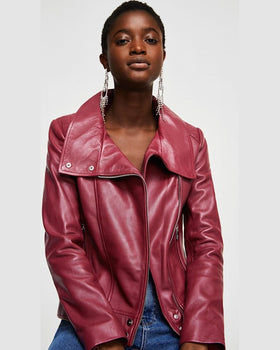 Geaca Mango de piele castaniu