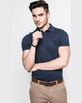 Tricou Trussardi polo bleumarin