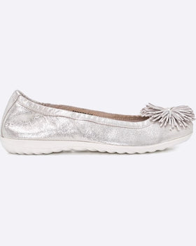 Balerini Caprice Argintii Piele Naturala