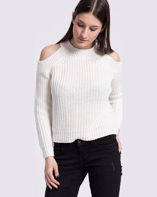 Pulover Noisy May open shoulder alb