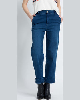 Jeansi Tommy Hilfiger tailored wide leg ankle cynthia albastru