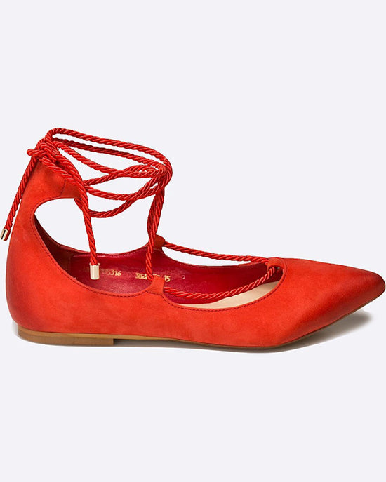 Balerini Carinii Rosii cu Sireturi