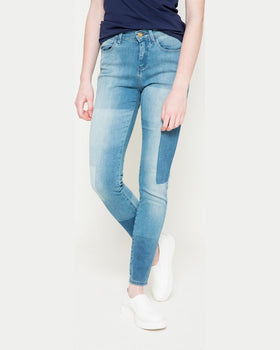 Jeansi Wrangler high rise skinny indigo rules albastru deschis