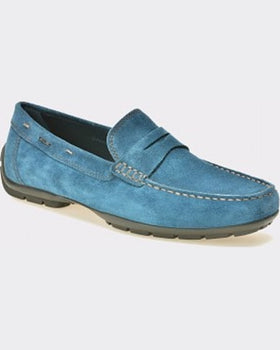 Geox Pantofi mocasini albastri din piele intoarsa